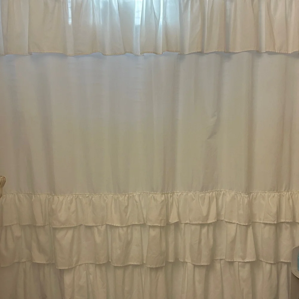 Shower Curtain Farmhouse White with Grace Ruffled 72